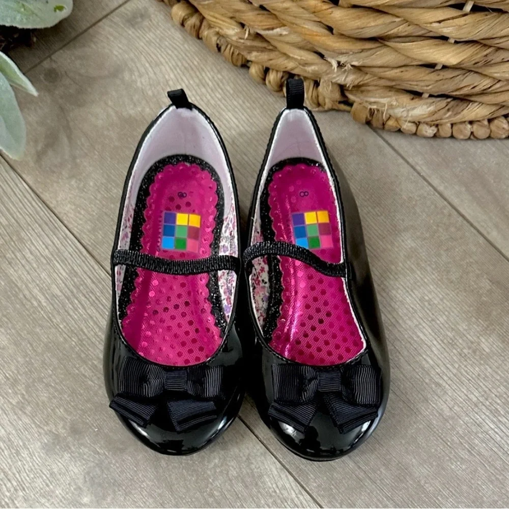 New Y2K HealthTex Girls Black Bow Mary Jane Toddler Girls Shoes Size 8